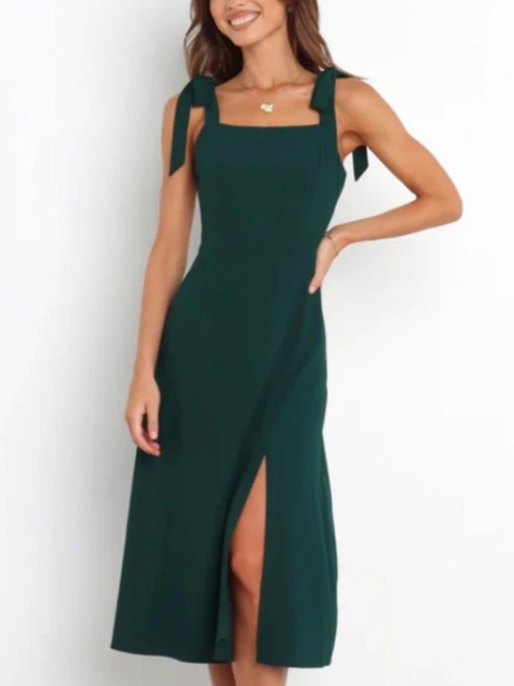 Petal & Pup Laurel Dress Emerald Green Midi Tie Strap Square Neck Size 16 XXL